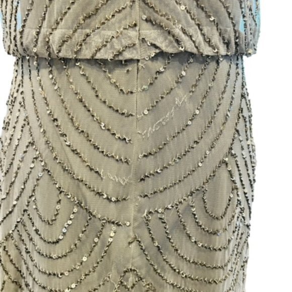 ADRIANNA PAPELL Womens Size 8 Blouson Cocktail Dress BEADED Grey Short PARTY - Picture 8 of 14
